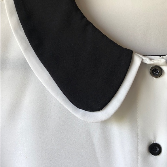 NWOT-Allegra K White Blouse w/Contrast Collar S - Picture 4 of 9